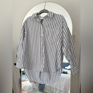 J. Crew White Button-Down Shirt with Black Stripes